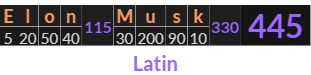"Elon Musk" = 445 (Latin)