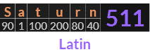 "Saturn" = 511 (Latin)