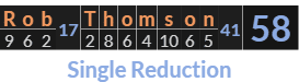 "Rob Thomson" = 58 (Single Reduction)