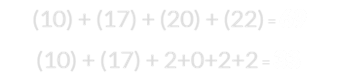 (10) + (17) + (20) + (22) = 69 and (10) + (17) + 2+0+2+2 = 33