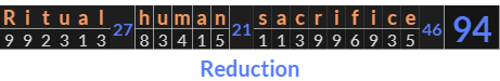 "Ritual human sacrifice" = 94 (Reduction)