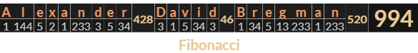 "Alexander David Bregman" = 994 (Fibonacci)
