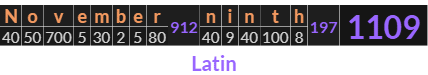 "November ninth" = 1109 (Latin)