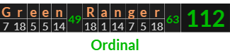 "Green Ranger" = 112 (Ordinal)