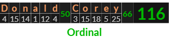 "Donald Corey" = 116 (Ordinal)
