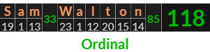 "Sam Walton" = 118 (Ordinal)