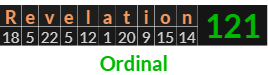 "Revelation" = 121 (Ordinal)