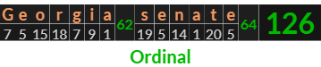 "Georgia senate" = 126 (Ordinal)