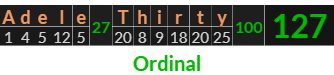 "Adele Thirty" = 127 (Ordinal)