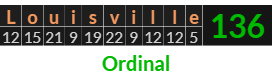 "Louisville" = 136 (Ordinal)