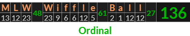 "MLW Wiffle Ball" = 136 (Ordinal)