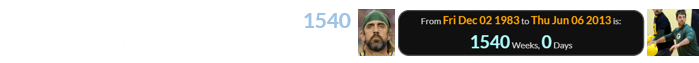 Aaron Rodgers was a span of exactly 1540 weeks old for the Packers’ game of dodgeball: