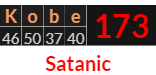 "Kobe" = 173 (Satanic)