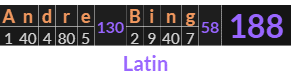 "Andre Bing" = 188 (Latin)