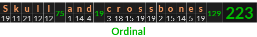 "Skull and crossbones" = 223 (Ordinal)