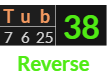 "Tub" = 38 (Reverse)