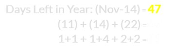 (11) + (14) + (22) = 47 and 1+1 + 1+4 + 2+2 = 11