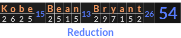 "Kobe Bean Bryant" = 54 (Reduction)