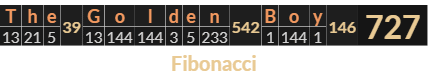 "The Golden Boy" = 727 (Fibonacci)