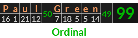 "Paul Green" = 99 (Ordinal)