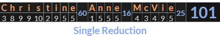 "Christine Anne McVie" = 101 (Single Reduction)