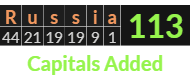 "Russia" = 113 (Capitals Added)
