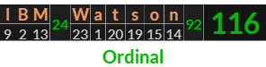 "IBM Watson" = 116 (Ordinal)