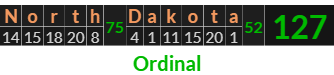 "North Dakota" = 127 (Ordinal)