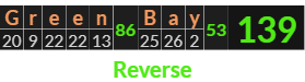 "Green Bay" = 139 (Reverse)