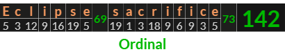 "Eclipse sacrifice" = 142 (Ordinal)