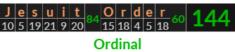 "Jesuit Order" = 144 (Ordinal)