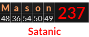 "Mason" = 237 (Satanic)