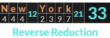 "New York" = 33 (Reverse Reduction)
