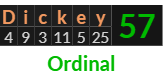 "Dickey" = 57 (Ordinal)
