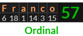 "Franco" = 57 (Ordinal)