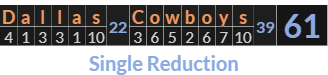 "Dallas Cowboys" = 61 (Single Reduction)