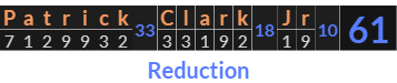 "Patrick Clark Jr" = 61 (Reduction)