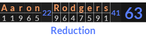"Aaron Rodgers" = 63 (Reduction)
