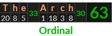"The Arch" = 63 (Ordinal)