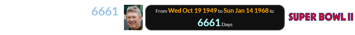 Lynn Dickey was 6661 days old for Super Bowl II: