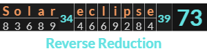 "Solar eclipse" = 73 (Reverse Reduction)