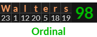 "Walters" = 98 (Ordinal)