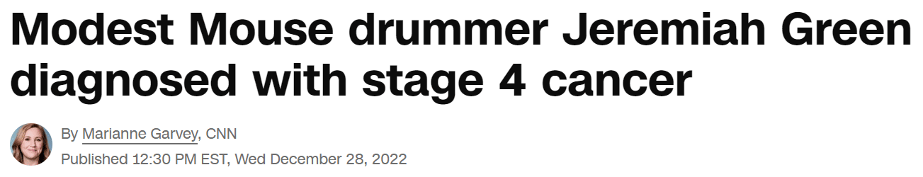 Modest Mouse drummer Jeremiah Green diagnosed with stage 4 cancer