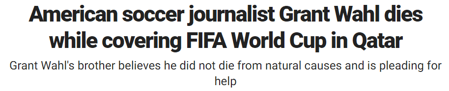 American soccer journalist Grant Wahl dies while covering FIFA World Cup in Qatar