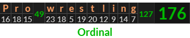 "Pro wrestling" = 176 (Ordinal)