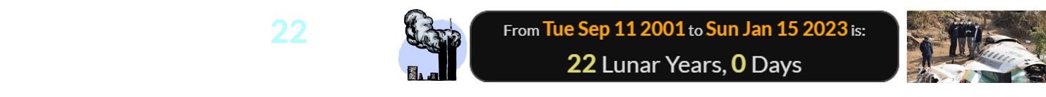 The crash fell exactly 22 Lunar Years after the 9/11 attacks: