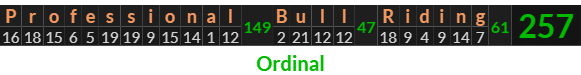 "Professional Bull Riding" = 257 (Ordinal)