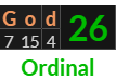 "God" = 26 (Ordinal)