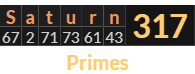 "Saturn" = 317 (Primes)