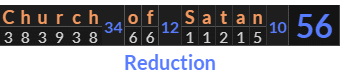 "Church of Satan" = 56 (Reduction)